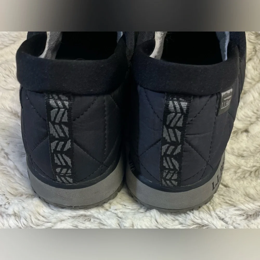 L.L. Bean Ultralight Primaloft Black Nylon Mesh Cozy Fleece Slip-Ons